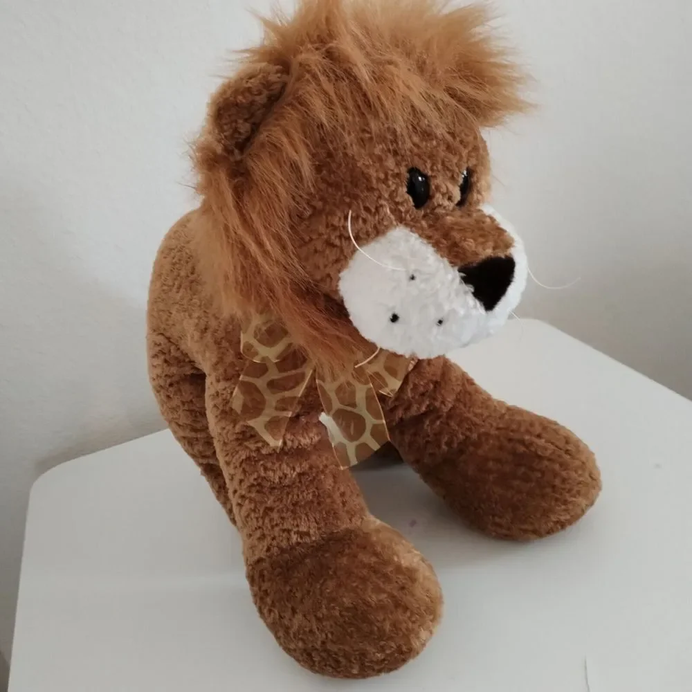 Walmart Lion Large Plush Stuffed Animal w Floppy Legs n Giraffe Ribbon Bow 16 in